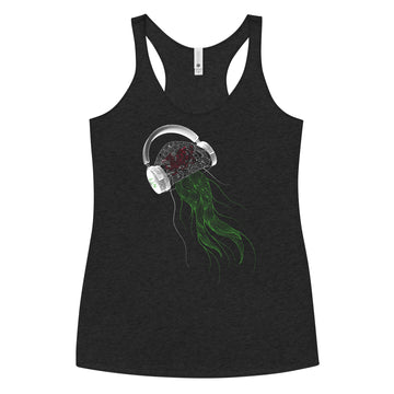 Wales Jellyfish DJ with Headphones - Women's Racerback Tank