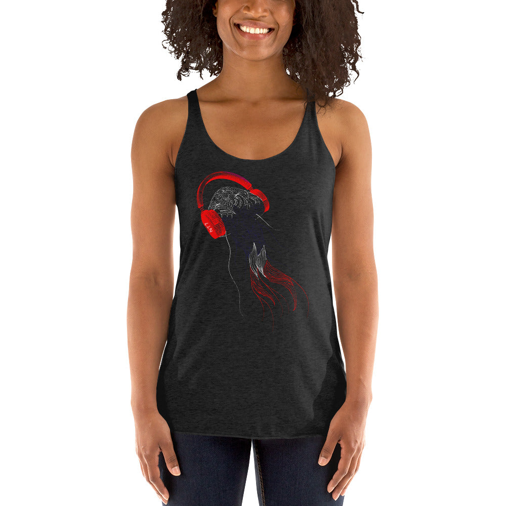Thailand Jellyfish DJ with Headphones - Women's Racerback Tank