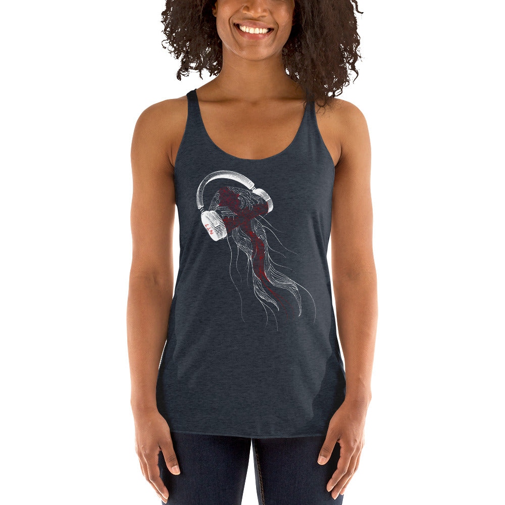 England Jellyfish DJ with Headphones - Women's Racerback Tank