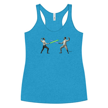 Old Fashioned Fencers duelling with Light Sticks - Women's Racerback Tank Top