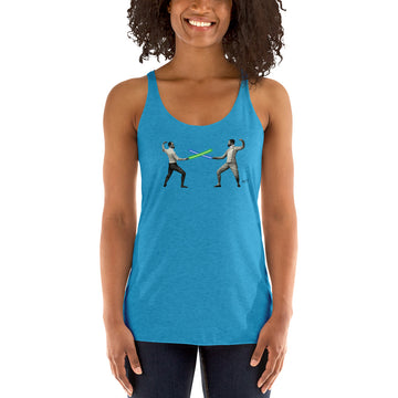 Old Fashioned Fencers duelling with Light Sticks - Women's Racerback Tank Top